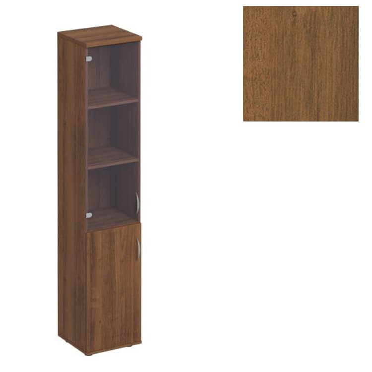 Шкаф для документов узкий со стеклом Юнитекс Комфорт К.381 ОФ (40x38x200) французский орех