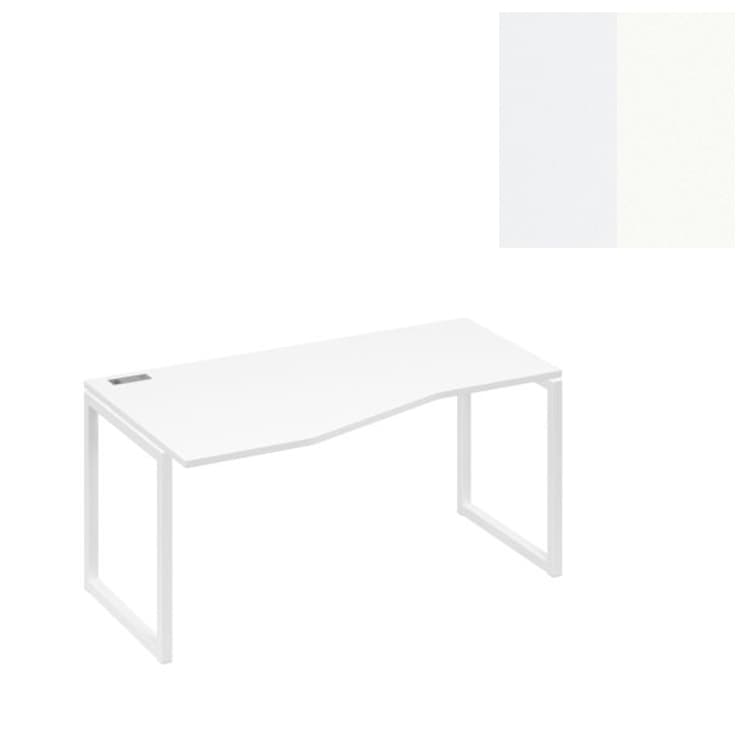 Стол эргономичный левый Юнитекс А4 "Техно" на металлокаркасе QUATTRO А4 Б4 065 БП (160x90x75) белый премиум/металлокаркас белый