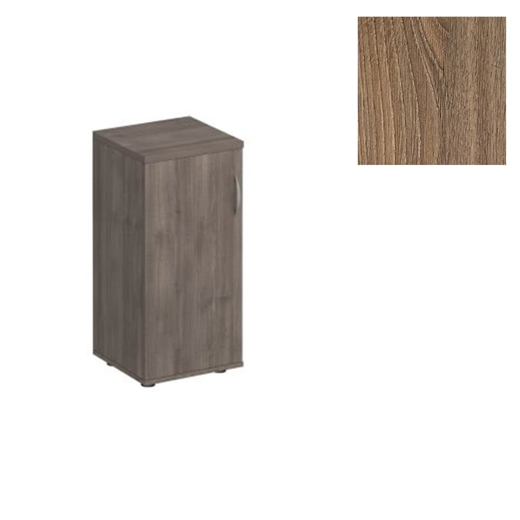 Шкаф для документов низкий узкий закрытый Юнитекс Комфорт К.508 ШТ (40x38x84) дуб шамони темный