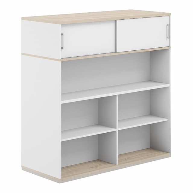 Стеллаж-комбо 1438 двухсторонний Norden Allegro AG.255.330.675.WH с антресолью и с экраном ЛДСП