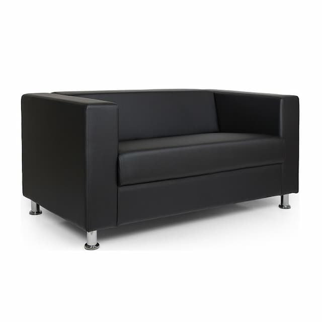 Диван офисный двухместный Euroline Аполло Экокожа 9100 (черная)