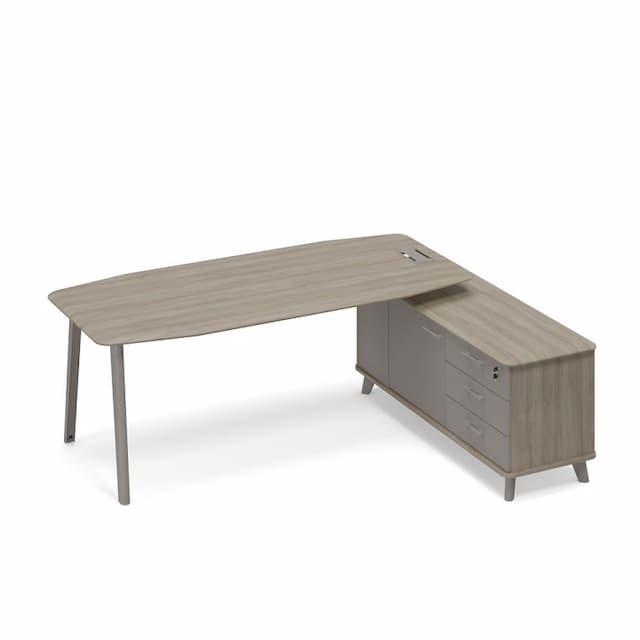 Стол руководителя с опорной тумбой правый (тип 2) Юнитекс ТМ М1 112 ВЛ ВЛ МП вяз либерти (корпус, столешница, топ) / мокко премиум (фасад)