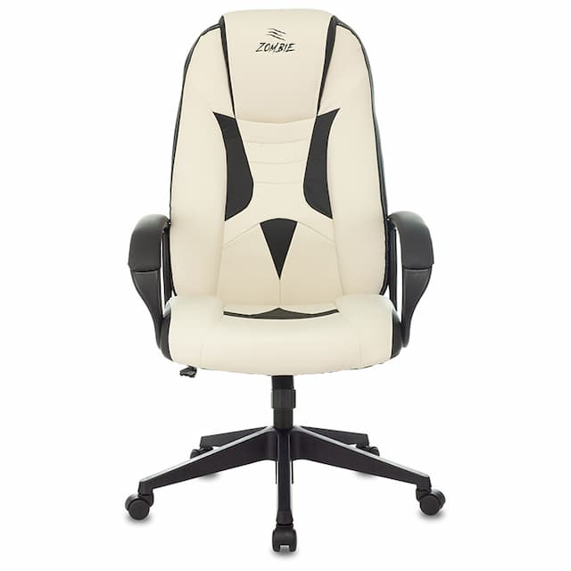 Кресло игровое Zombie 8 белый/черный эко.кожа крестов. пластик